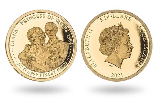 Рождение сыновей принцессы Дианы изображено на золотых монетах Островов Кука